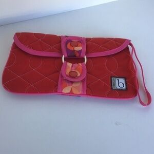cinda b red colorful snap clutch